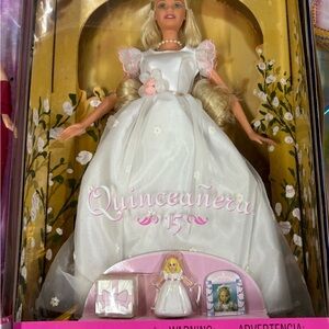 Quinceañera Barbie Doll with White and Pink Details